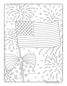 Flag and Fireworks Coloring